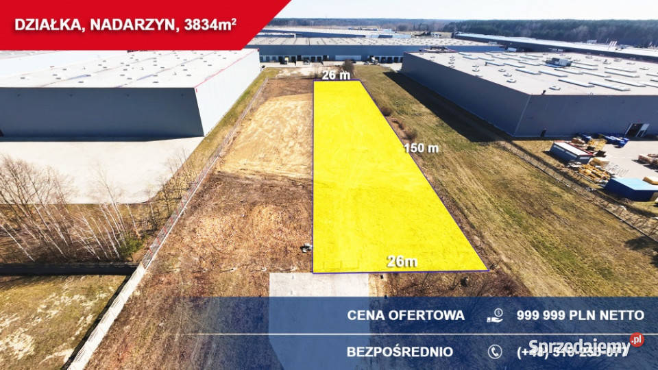 Działka przemysłowousługowa 3834 m NADARZYN siatka sprzedam
