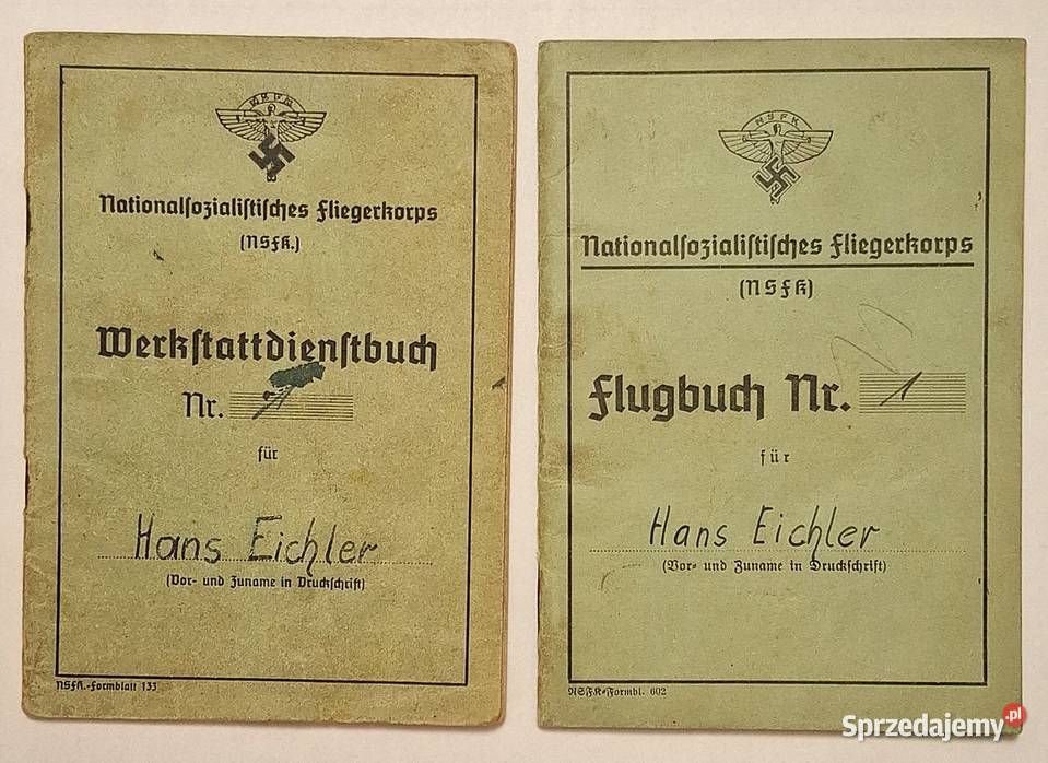 Zestaw Dokumentów III Rzesza Książeczka Lotów Gliwice