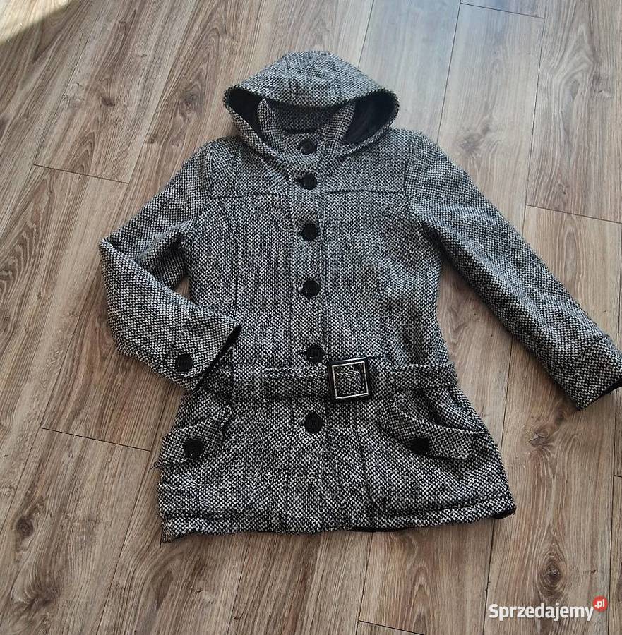 płaszcz zimowy 40 L białoczarny melanż Kraków sprzedam