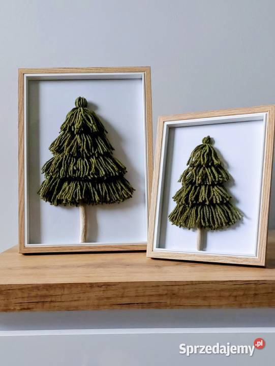 Choinki w ramce obraz świąteczna dekoracja
