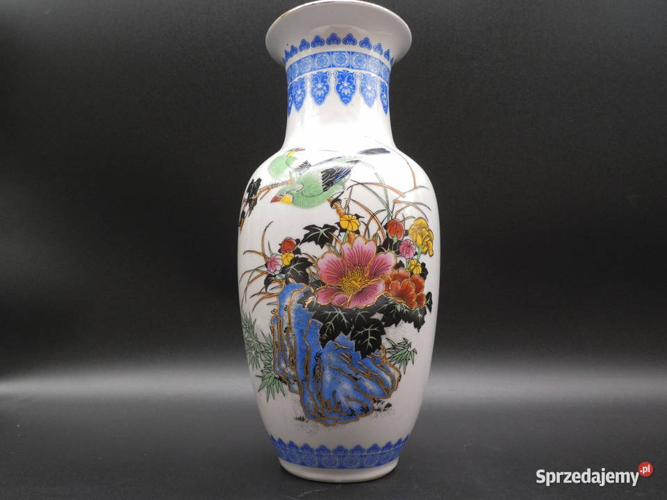 Piękny Chiński Wazon Porcelanowy Vintage Motyw wielkopolskie Raszków