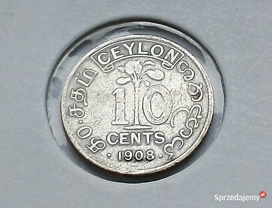 CEYLON10 CENTÓW1908 r SREBRO 0800EDWARD V