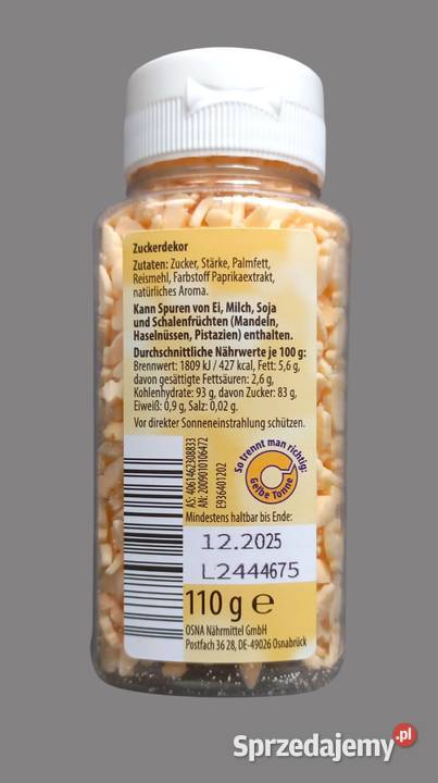 Posypka cukrowa MARCHEWKI pomarańczowe Back