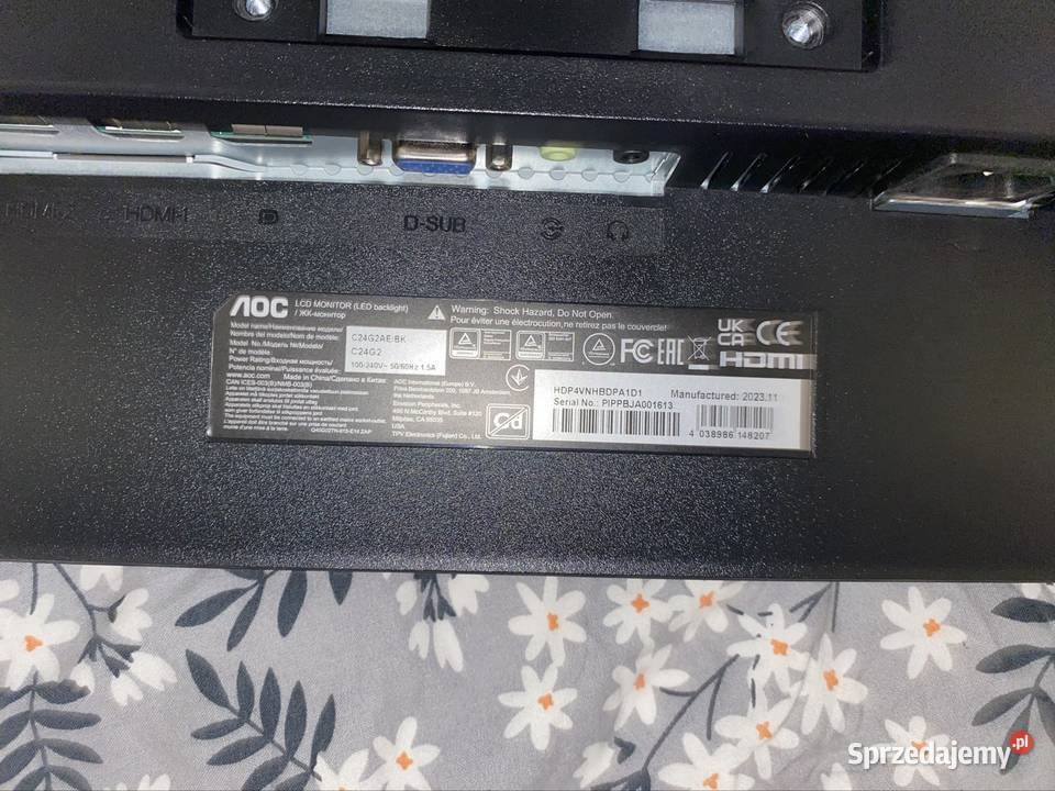 Monitor AOC 165Hz idealny do gier i filmów stan Warszawa