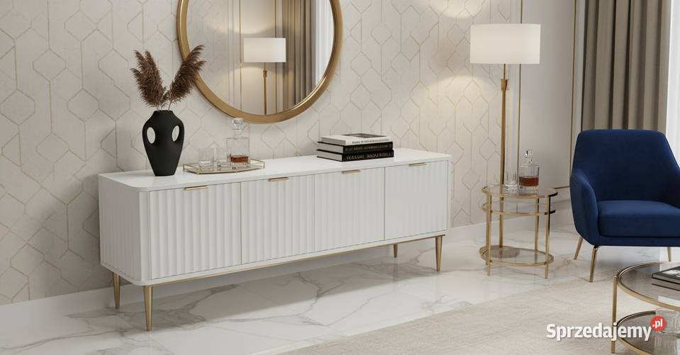 Ryflowana szafka RTV złota Livino Glamour sprzedam