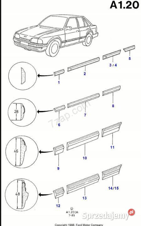 LISTWA DRZWI PRAWY TYŁ FORD ESCORT ORION 8690 sprzedam