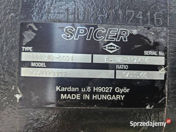 Most napędowy Spicer R551123102 111219 Kubota Pozostałe Wilkowo