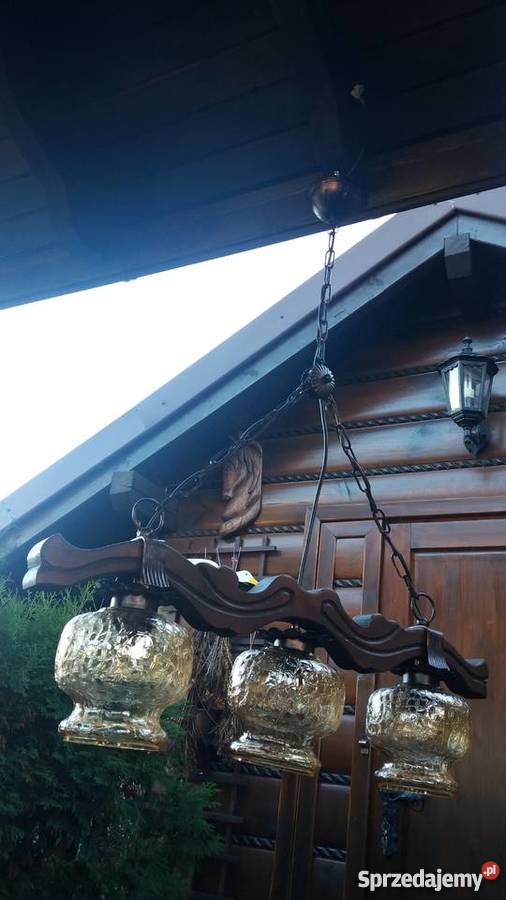 Lampa do altany kuta drewniana antyk Lubień