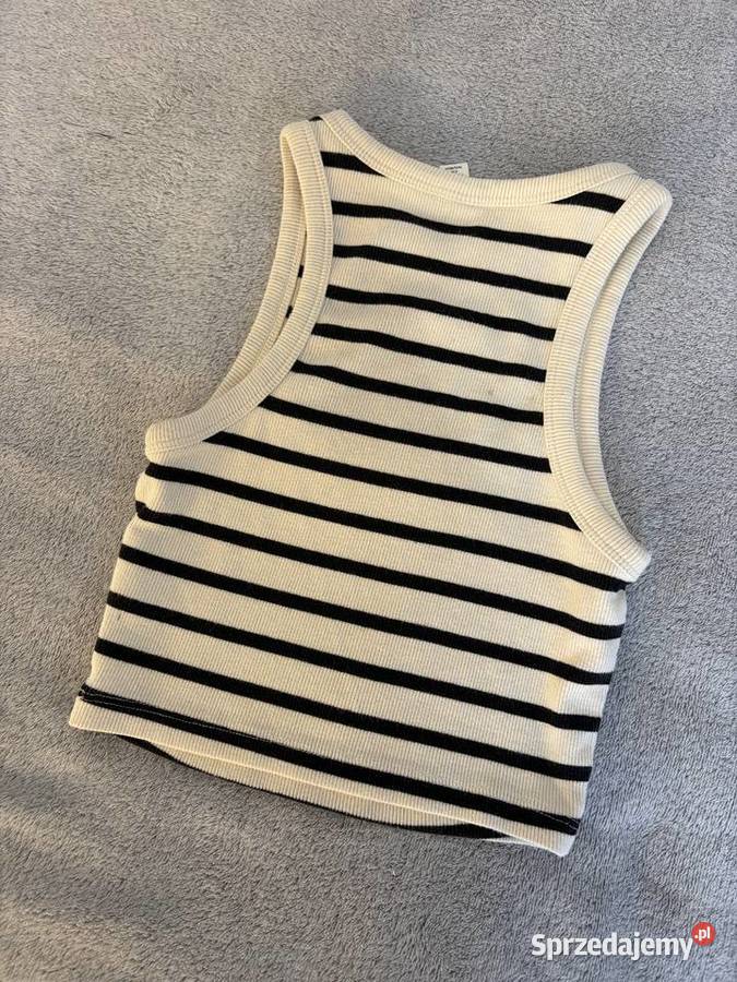 Crop top koszulka bluzka bez ramiączek w paski Jasło