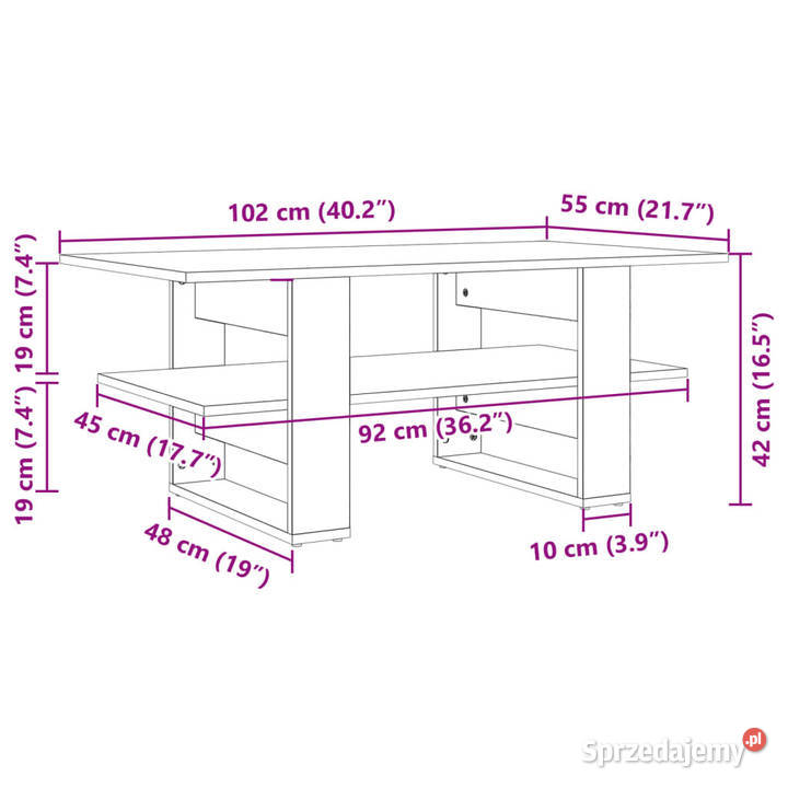 Stolik kawowy dąb sonoma 102x55x42 materiał mazowieckie Warszawa
