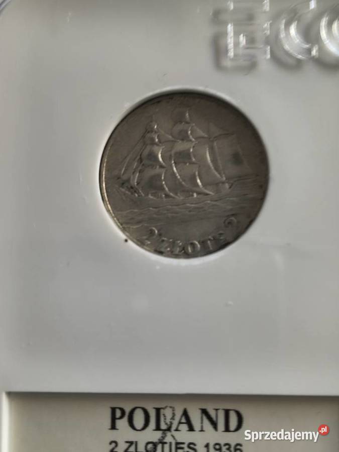 2 złote 1936 żaglowiec grading AU50 srebro