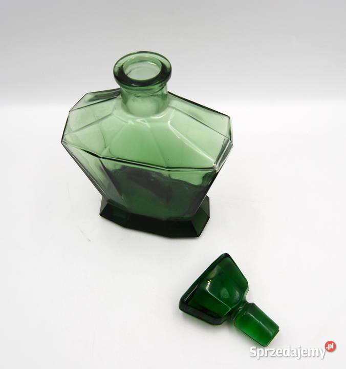 Piękna zielona karafka Porcelana i szkło