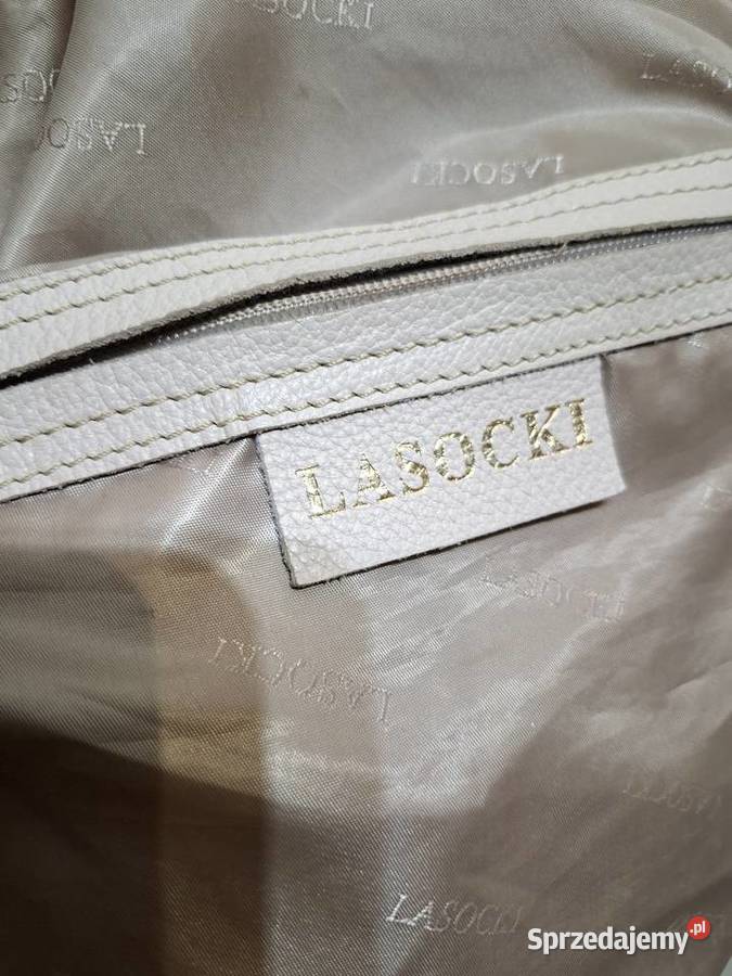 Skórzana torebka Lasocki duża beżowa hobo Kraków