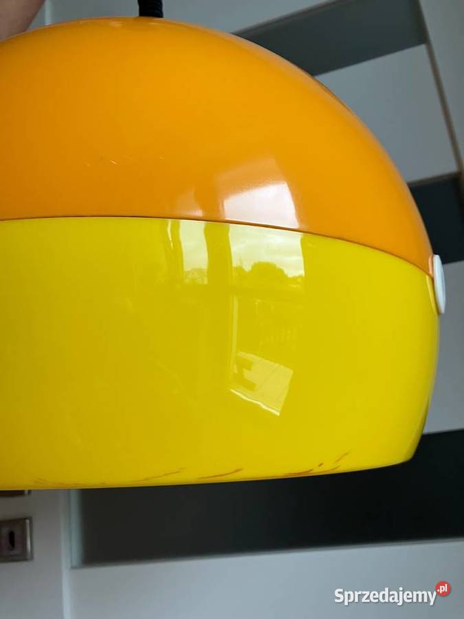 Rzadka pomarańczowa polska lampa Polam Meos PRL