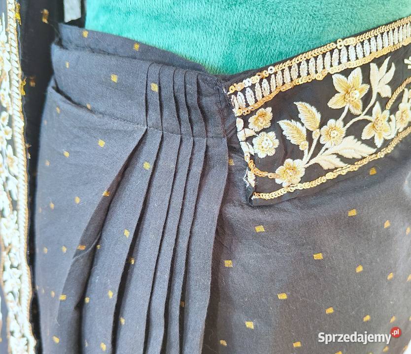 Czarne bawełniane sari saree saari Bollywood Szczecin