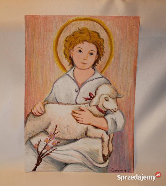 Obraz pastele olejne Pan Jezus z barankiem na Stare Miasto
