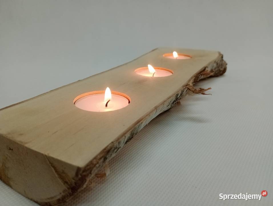 ŚWIECZNIK Z NATURALNEGO DREWNA BRZOZOWY TEALIGHT Żagań