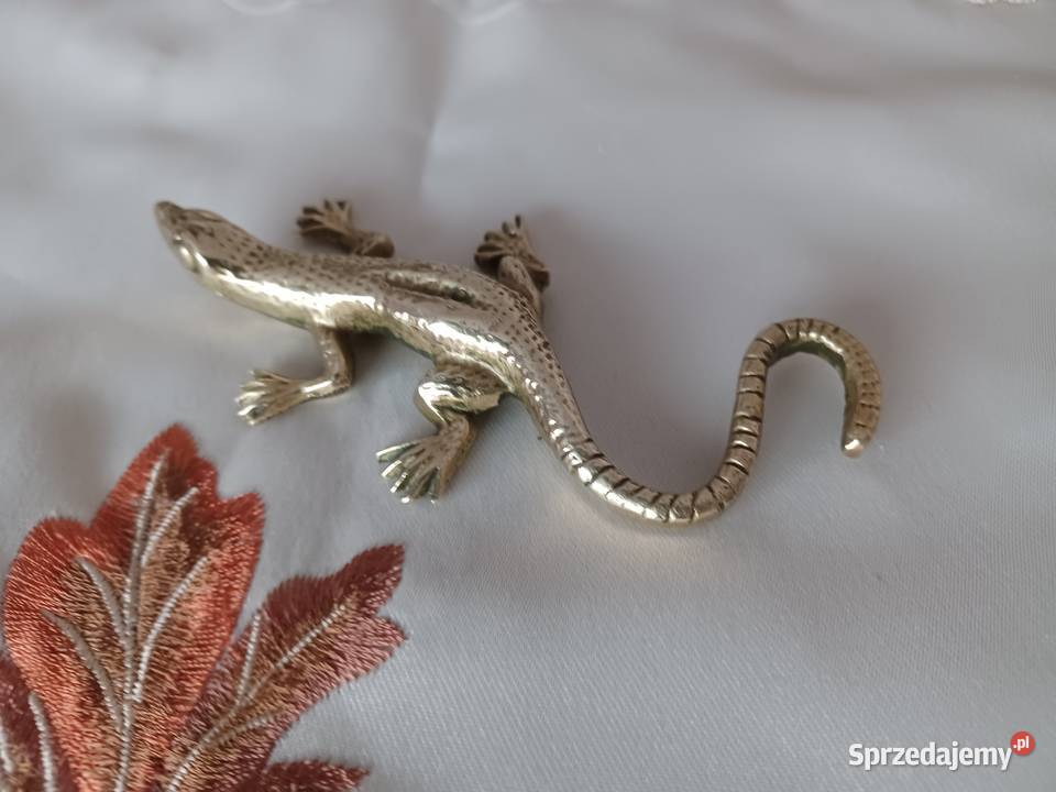 Piękna figurka jaszczurki Mosiądz Kolekcja Poznań