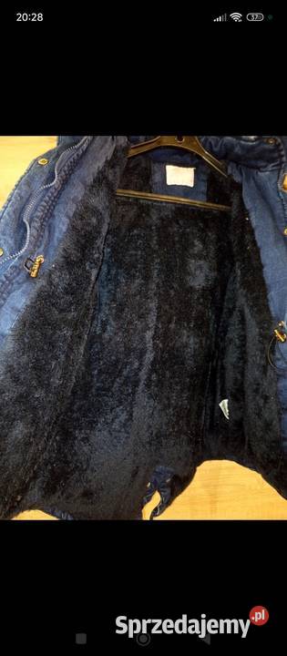 Ciepła KurtkaParka Jeansowa z Futrem i Misiem