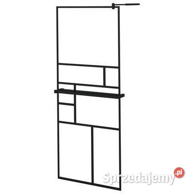 Ścianka prysznicowa z półką czarna 80x195 ESG i