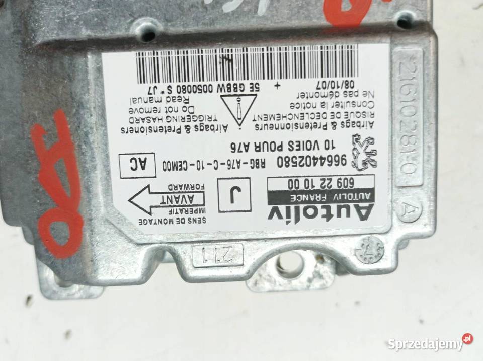 SENSOR AIRBAG 9664402580 Peugeot 207 I 20062012 osobowe