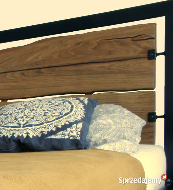 Łóżko, drewno dębowe i metalowa rama. ARTstyle