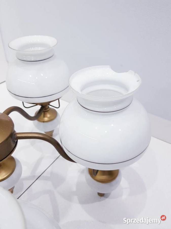 Stary mosiężny żyrandol z prlu rustykalny Dąbrowa Górnicza