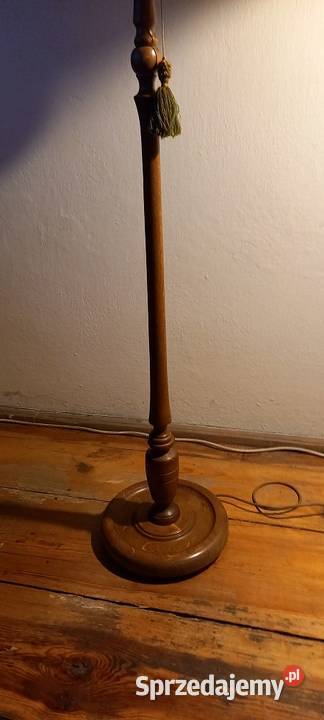 Drewniana lampa podłogowa z abażurem 2 Skierniewice
