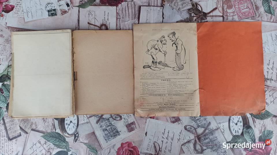 Przedwojenne wycinanki roboty ręczne i rysunki Wieluń