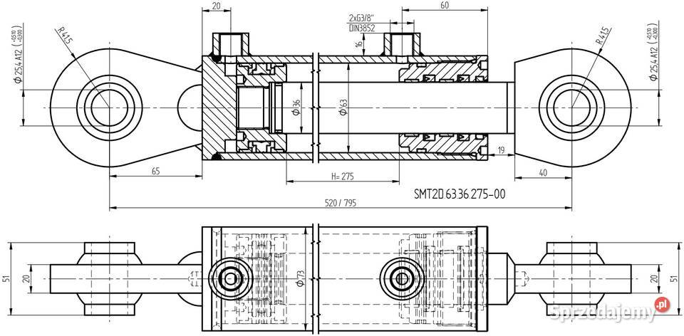 SIŁOWNIK Cylinder Hydrauliczny 2STR 63x36 SKOK kujawsko-pomorskie Solec Kujawski sprzedam
