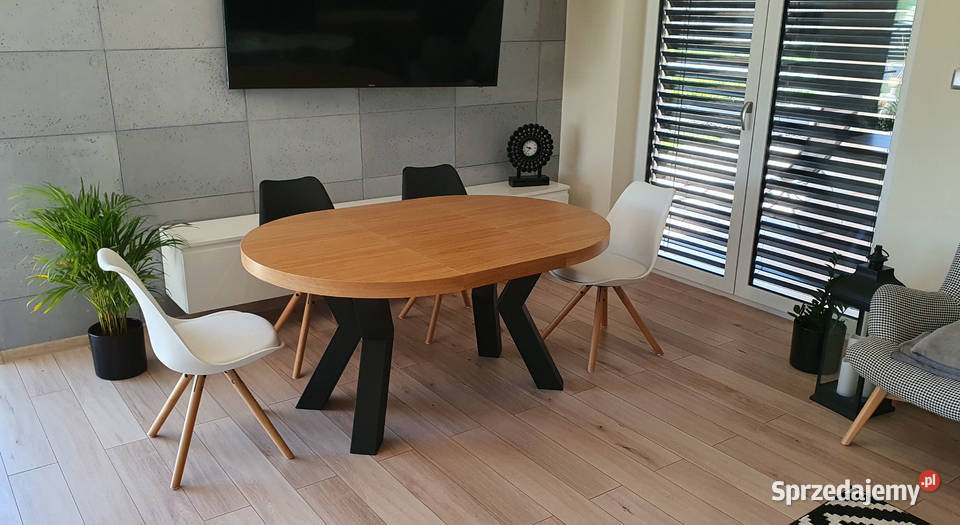 Nowoczesny stół dębowy okrągły rozkładany Loft 3 Krosno