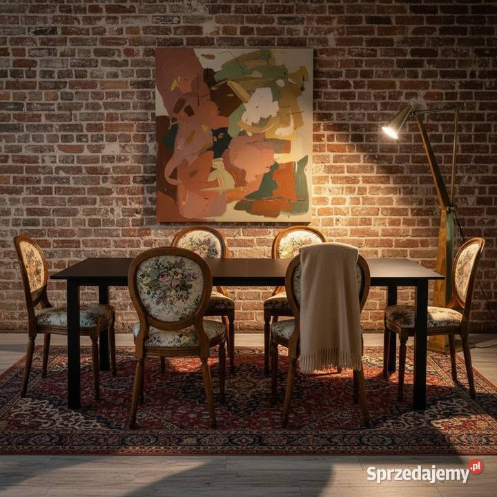 DREWNIANE KRZESŁA LUDWIK XVI 8 gobelin Bukiet 65cm Kalisz