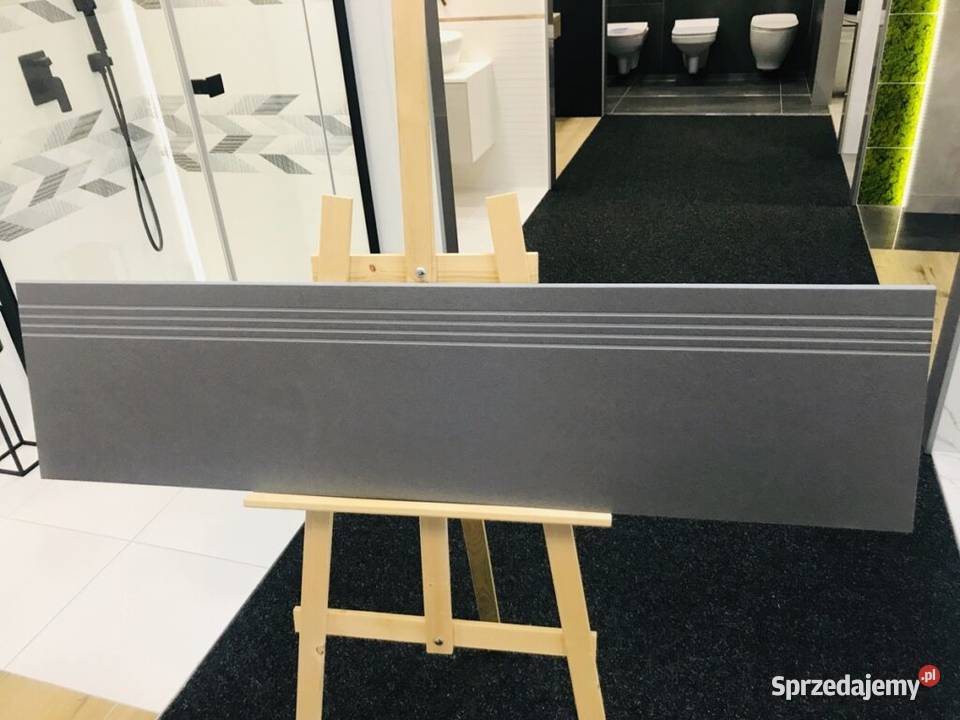 Stopnica gres szara 30x120 podstopnica drewno Zakopane