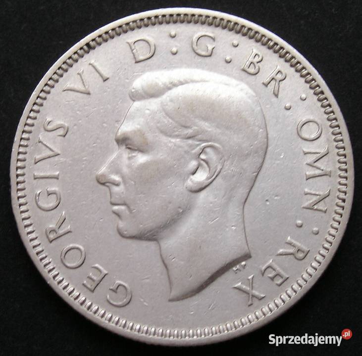 WIELKA BRYTANIA 1 SHILLING 1939 JERZY VI SREBRO łódzkie