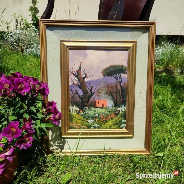 PODWÓJNA RAMA ZE SŁONECZNEJ ITALII PEJZAŻ D SANT Malarstwo Rzeszów
