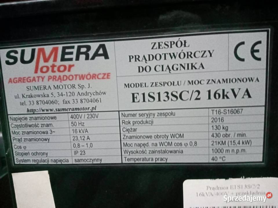 Agregat prądotwórczy do ciągnika zespół Agregaty prądotwórcze Radom
