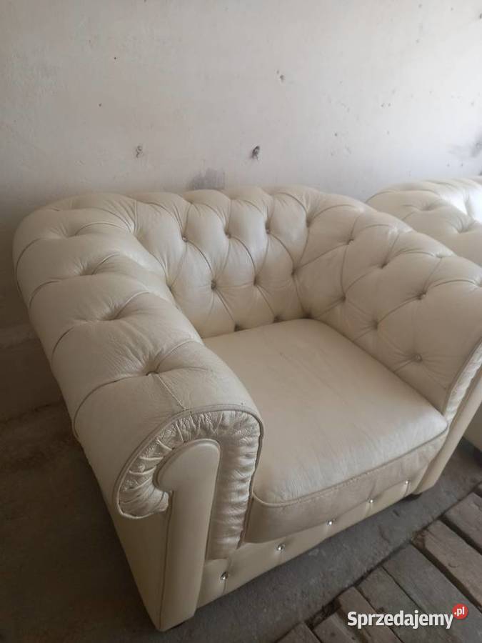 Komplet sof Chesterfield skóra naturalna 321 Kórnik sprzedam