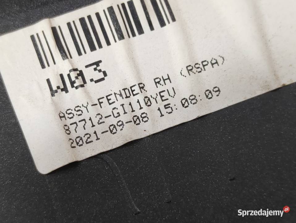 Listwa Nakładka na Błotnik Prawy Przód Hyundai Listwy i nakładki Pleszew sprzedam