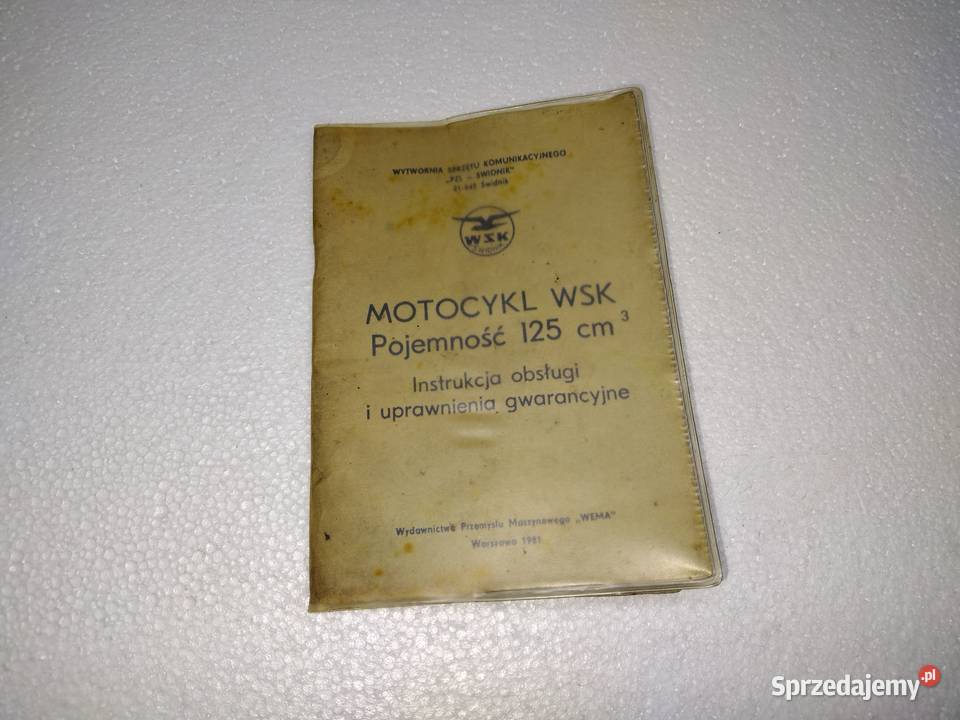 Książka Instrukcja obsługi motocykl WSK Oryginał Łańcut