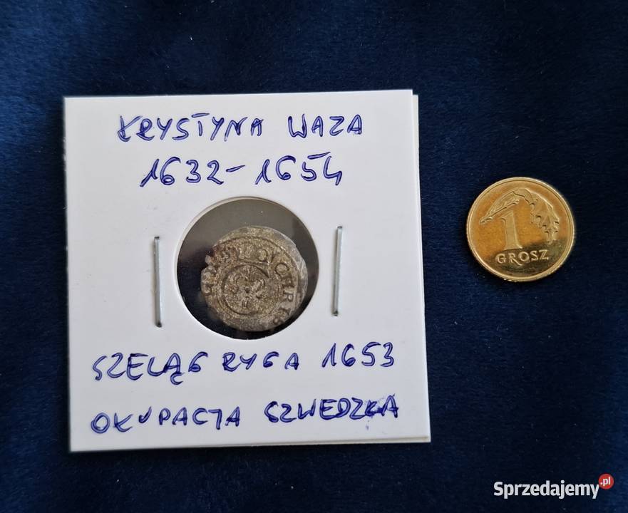Szeląg miejski Krystyna Ryga 1653 okupacja