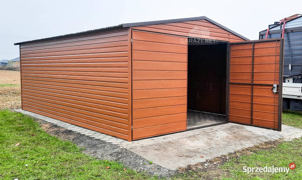 GARAŻ BLASZANY 4m x 6m DWUSPAD BRAMA JASNY Łapanów