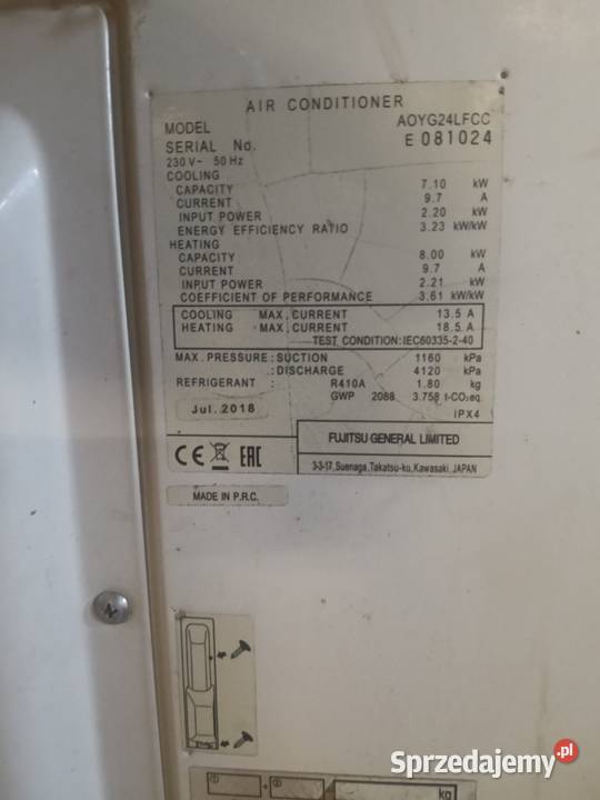 Klimatyzacja Fujitsu Malawa sprzedam