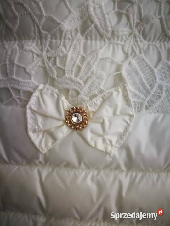 Biała pikowana kurtka z koronką biały Zielonki