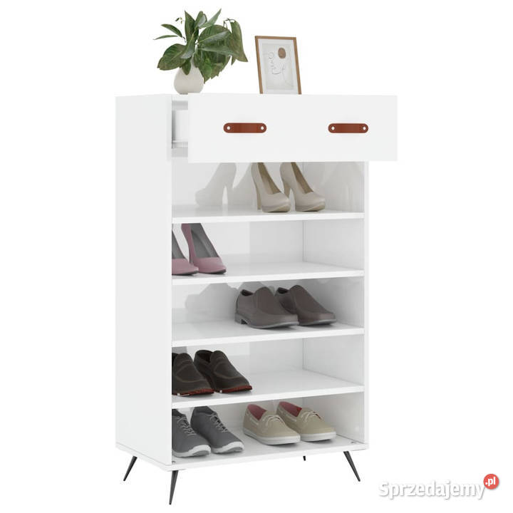 Szafka na buty wysoki połysk biała 60x35x105