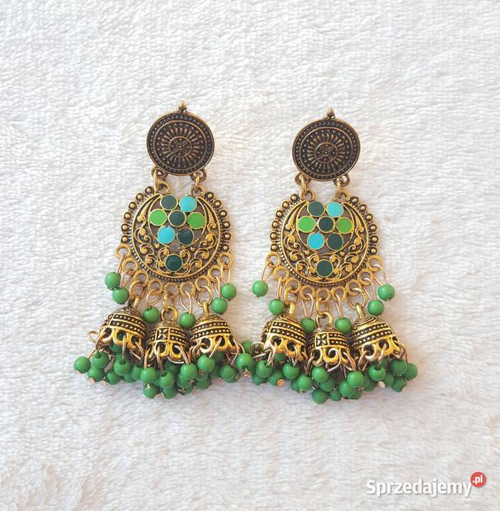 Nowe kolczyki indyjskie jhumki złoty kolor Szczecin