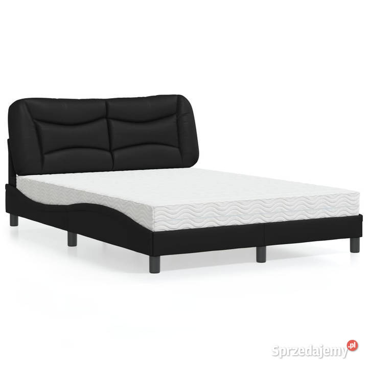 Łóżko z materacem czarne sztuczna skóra 120x200 Warszawa sprzedam