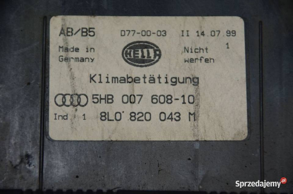 PANEL KLIMATYZACJI AUDI A3 8L 8L0820043M Lipno sprzedam