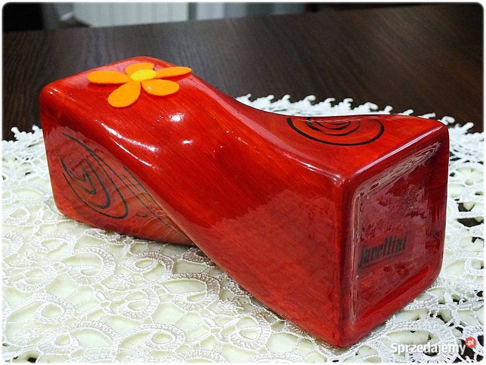 Wazon Ceramiczny Skrętny Flakon Jawellini czerwony Żary
