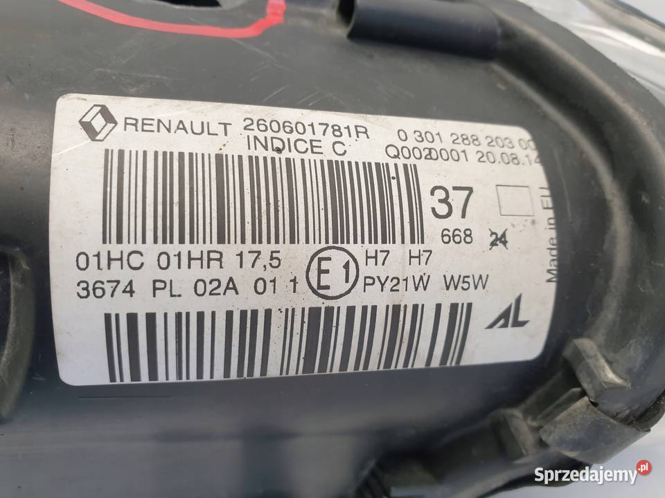 LAMPA LEWA Renault Megane III LIFT PRZEDNIA lubelskie Rudka