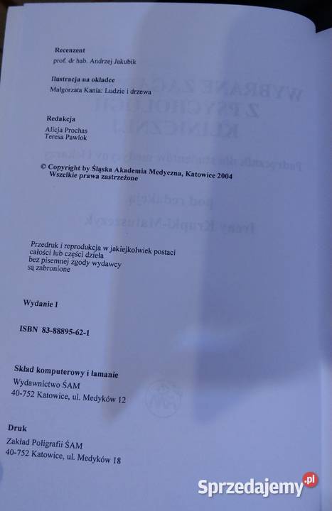 Wybrane zagadnienia z psychologii klinicznej miękka sprzedam